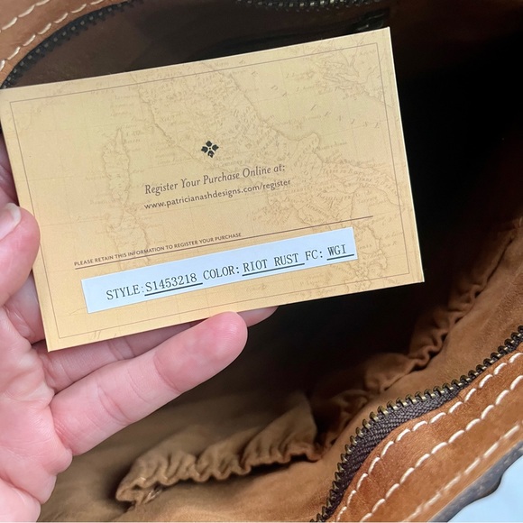 Patricia Nash Signature Map Print Poppy Tote Bag Italian Leather Brown Riot Rust - Picture 3 of 6